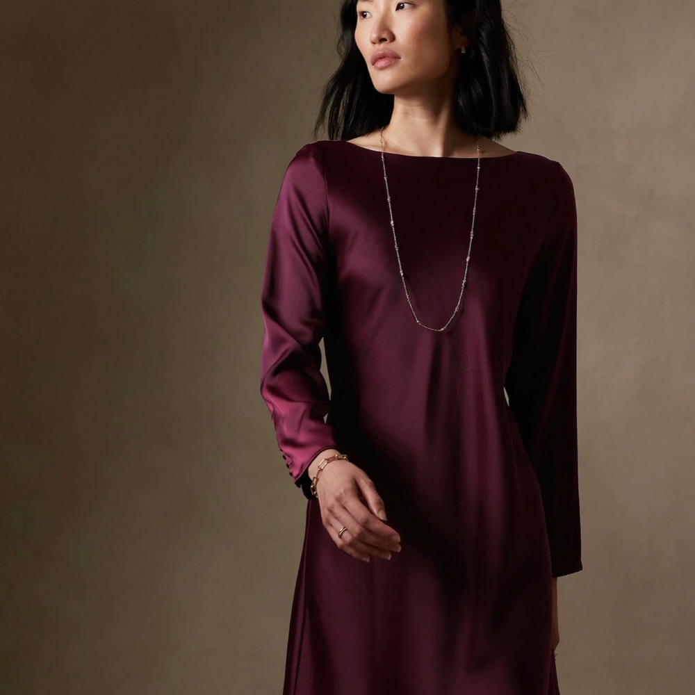Burgundy COWL-BACK MINI DRESS